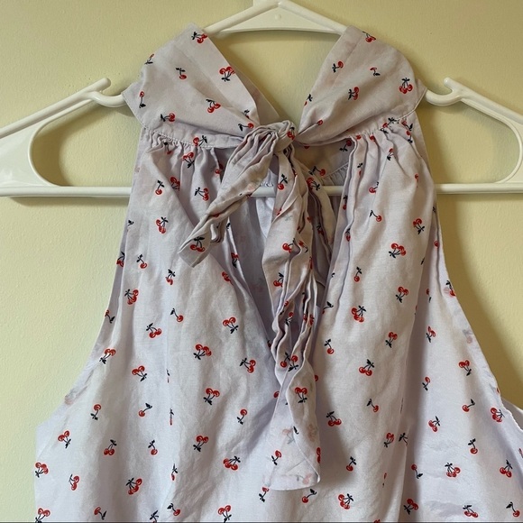 J.Crew fully lined cherries sleeveless top tie detail summer shirt flowy - Picture 4 of 7